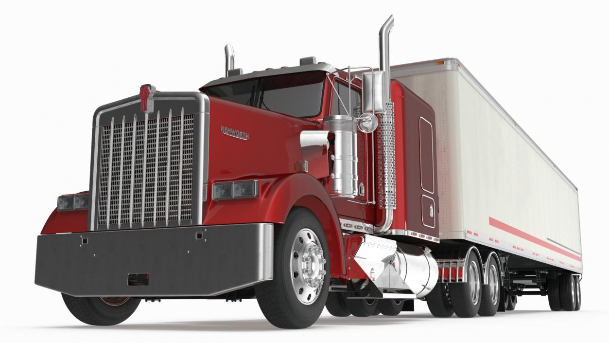 Semi Trailer Truck Kenworth W900 3D