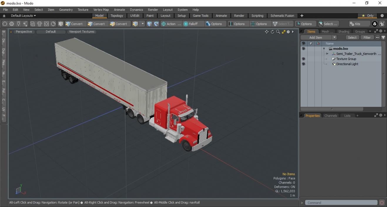 Semi Trailer Truck Kenworth W900 3D