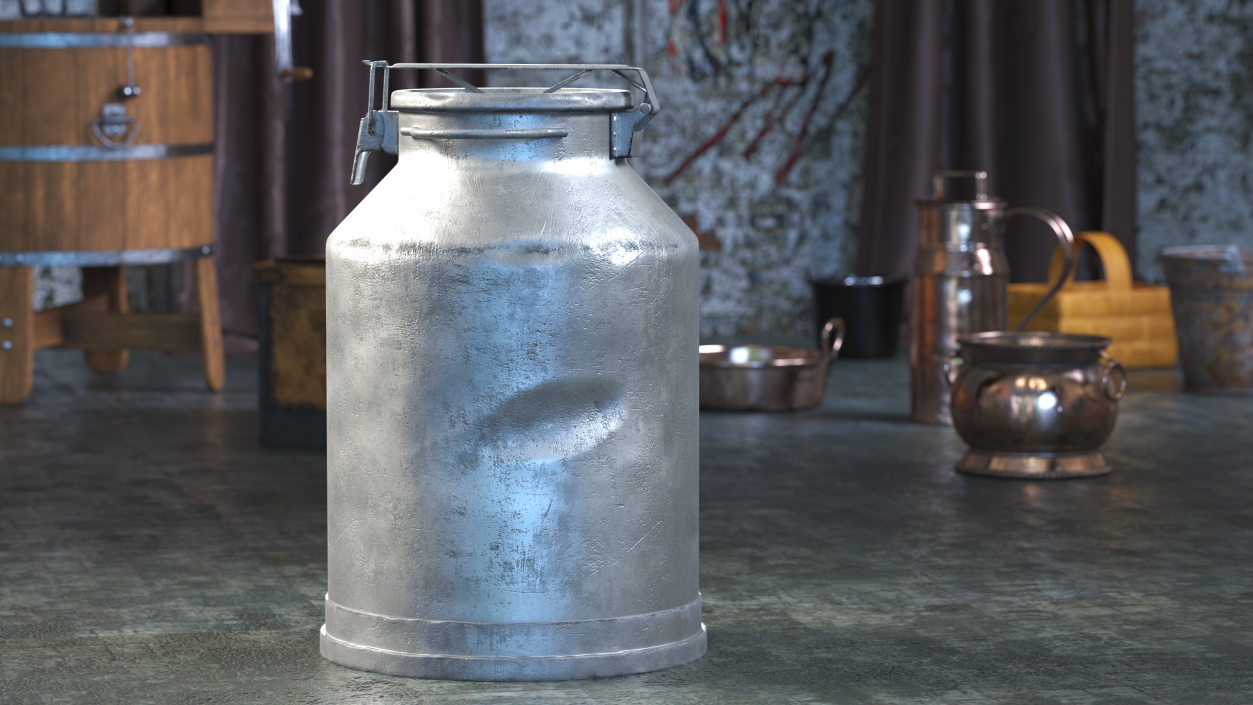 Aluminum Milk Can Empty Old 3D