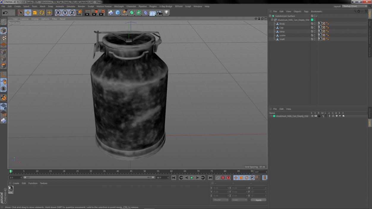 Aluminum Milk Can Empty Old 3D