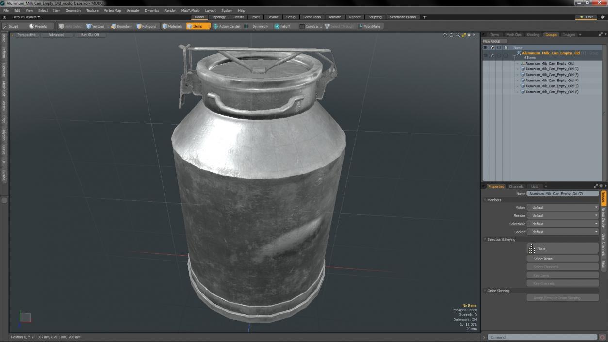 Aluminum Milk Can Empty Old 3D