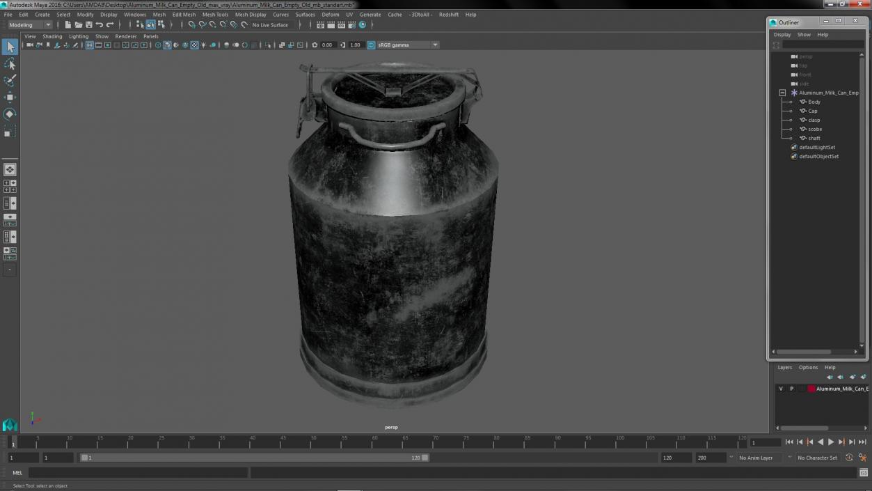 Aluminum Milk Can Empty Old 3D