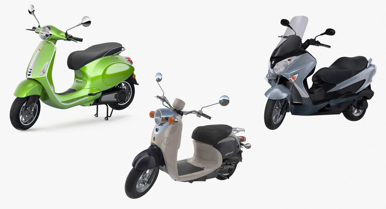 Scooter Motorcycles Rigged Collection 2 3D model