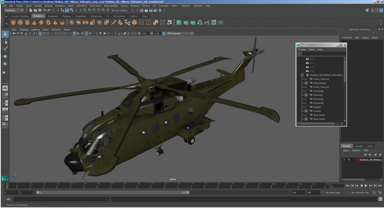 3D Medium Lift Military Helicopter