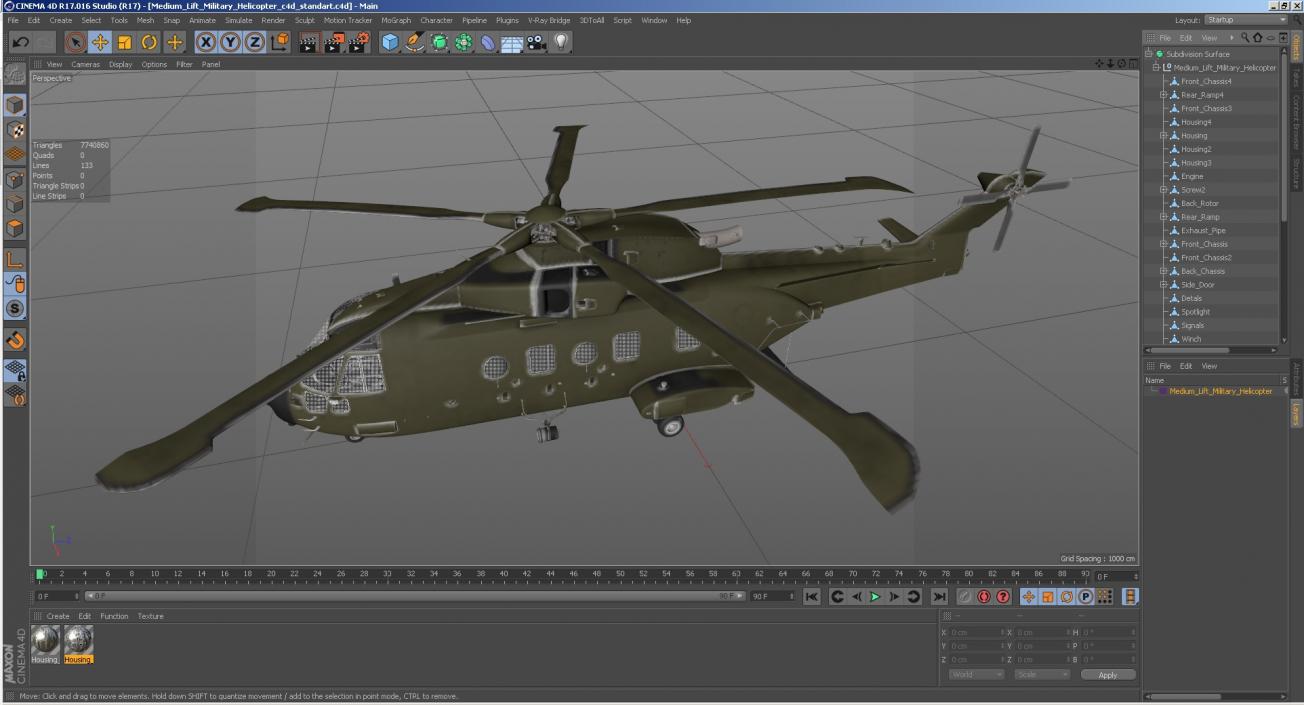 3D Medium Lift Military Helicopter