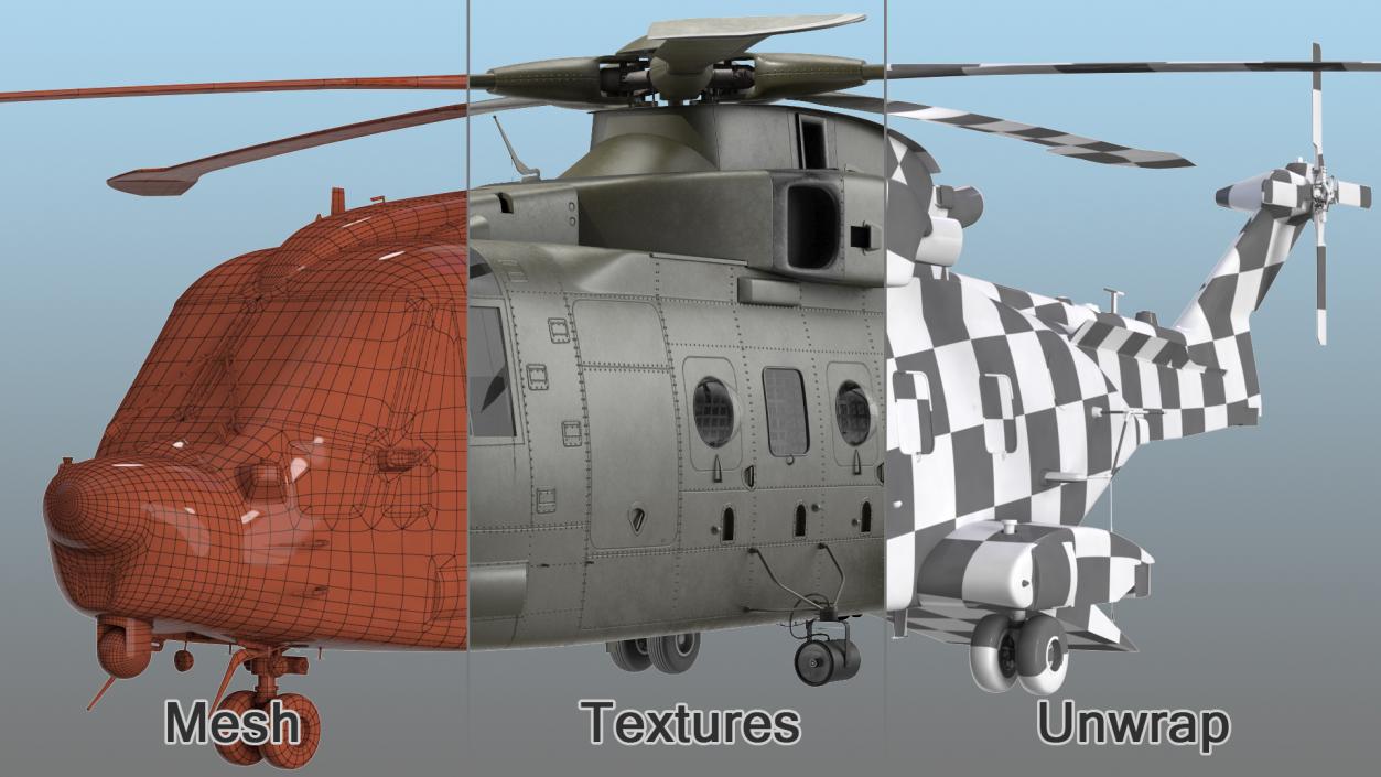 3D Medium Lift Military Helicopter