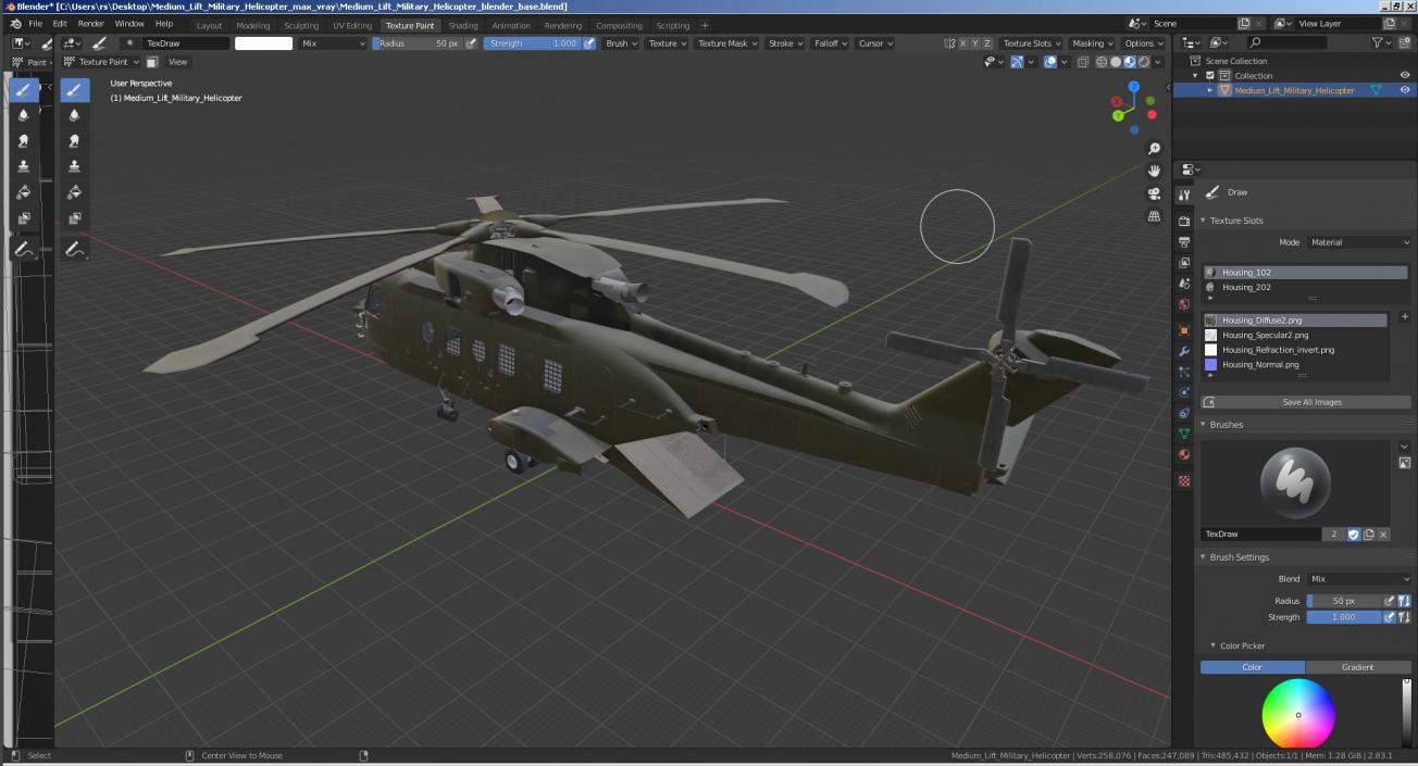 3D Medium Lift Military Helicopter