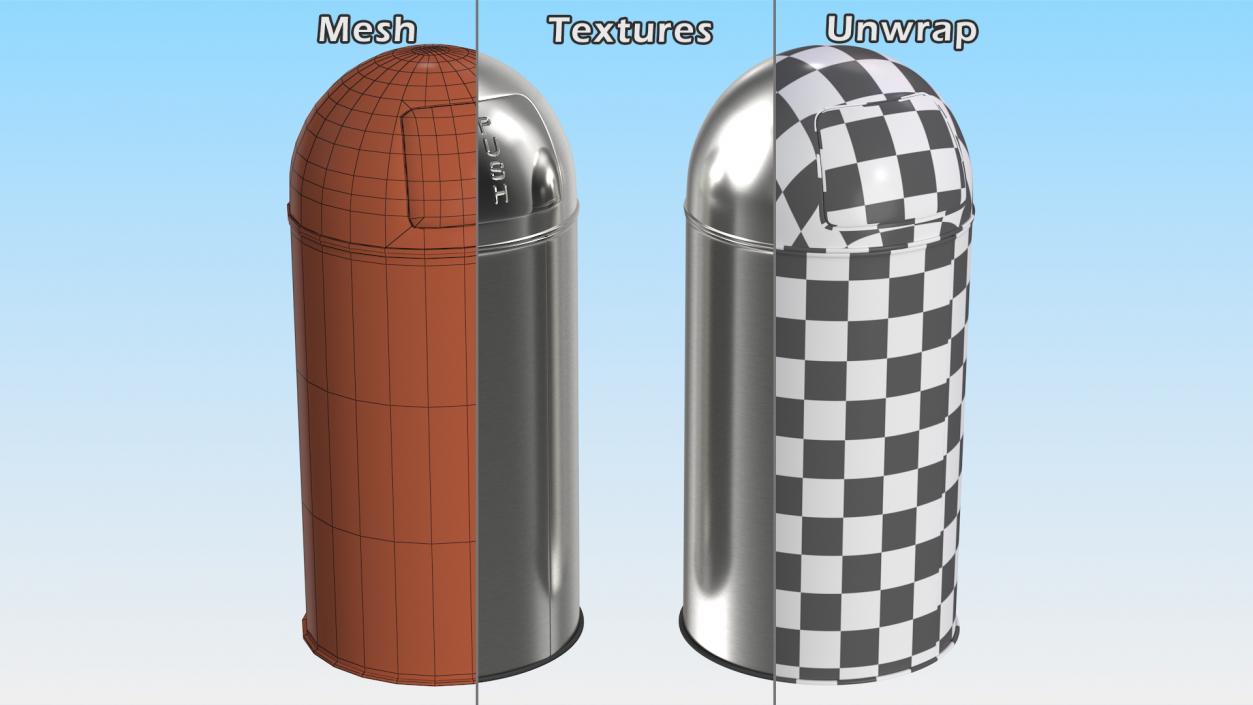 Waste Paper Basket Push Bin 3D