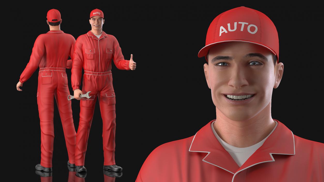 3D Rigged Auto Mechanic with Garage Equipment Collection model