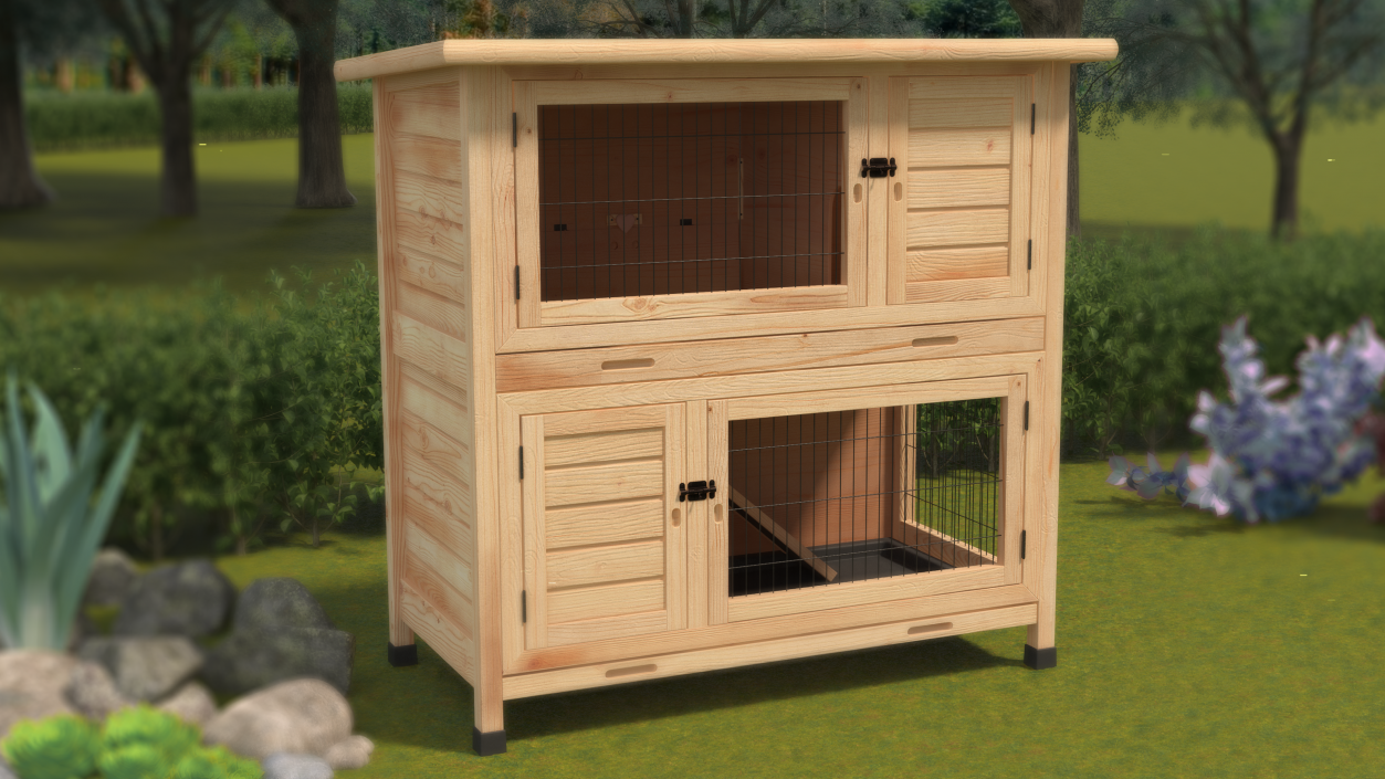 Wooden Rabbit Hutch 3D model