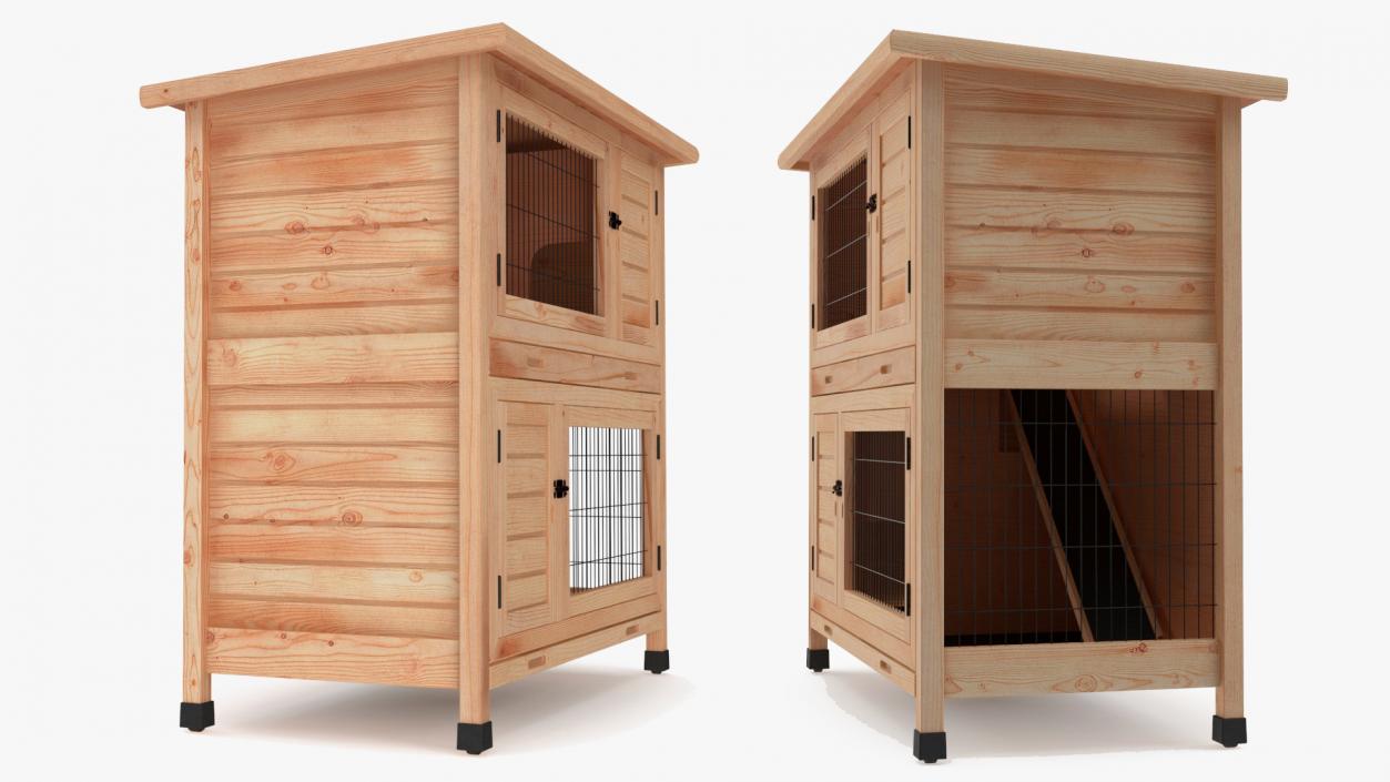 Wooden Rabbit Hutch 3D model