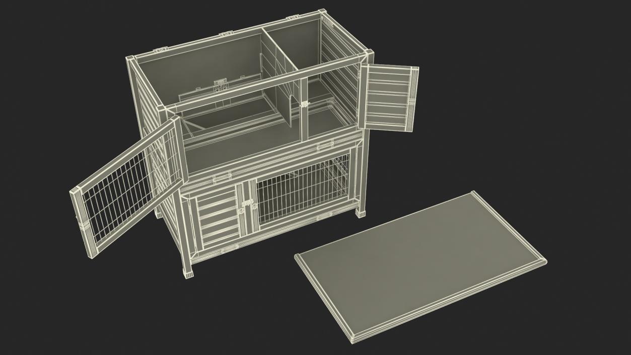 Wooden Rabbit Hutch 3D model