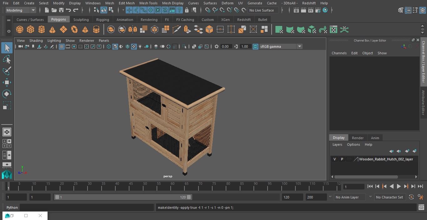 Wooden Rabbit Hutch 3D model