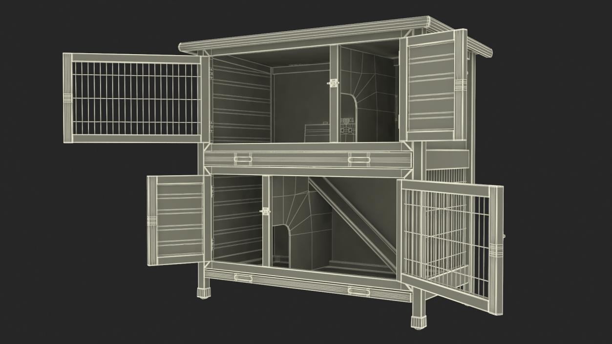 Wooden Rabbit Hutch 3D model