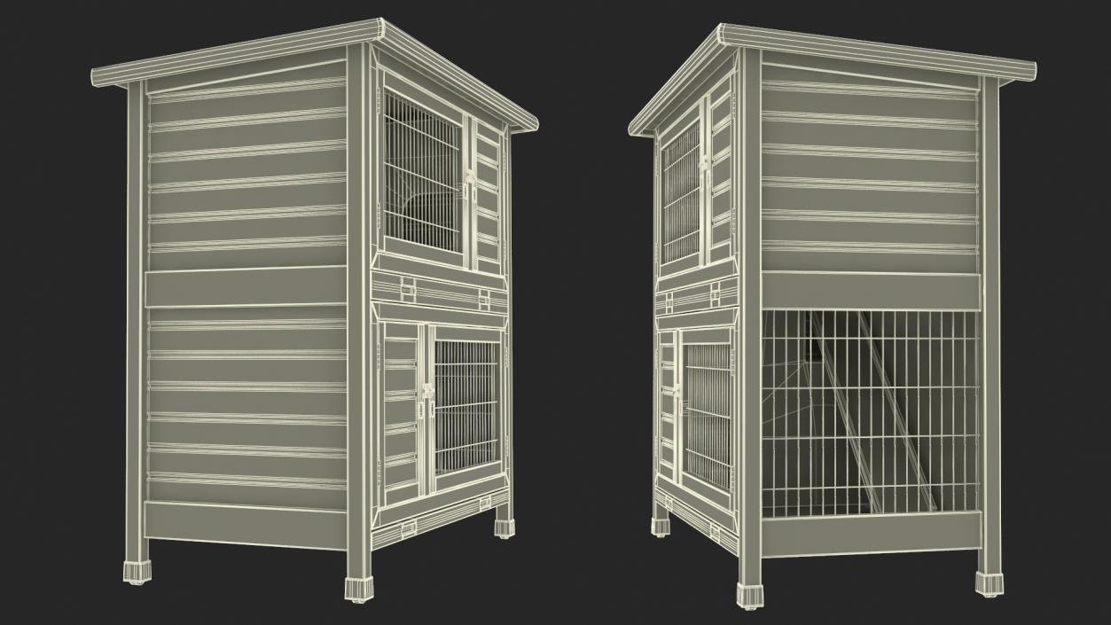 Wooden Rabbit Hutch 3D model