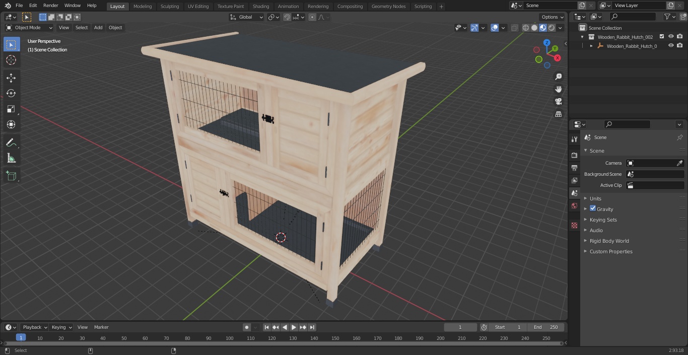 Wooden Rabbit Hutch 3D model