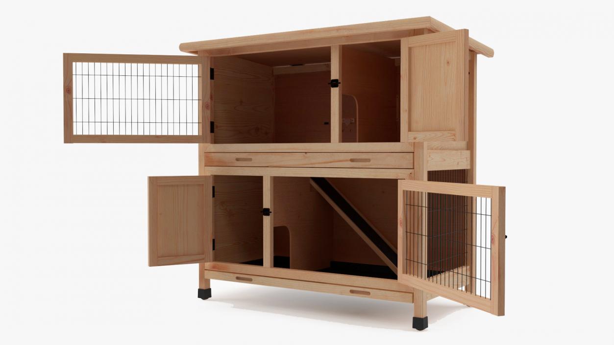 Wooden Rabbit Hutch 3D model