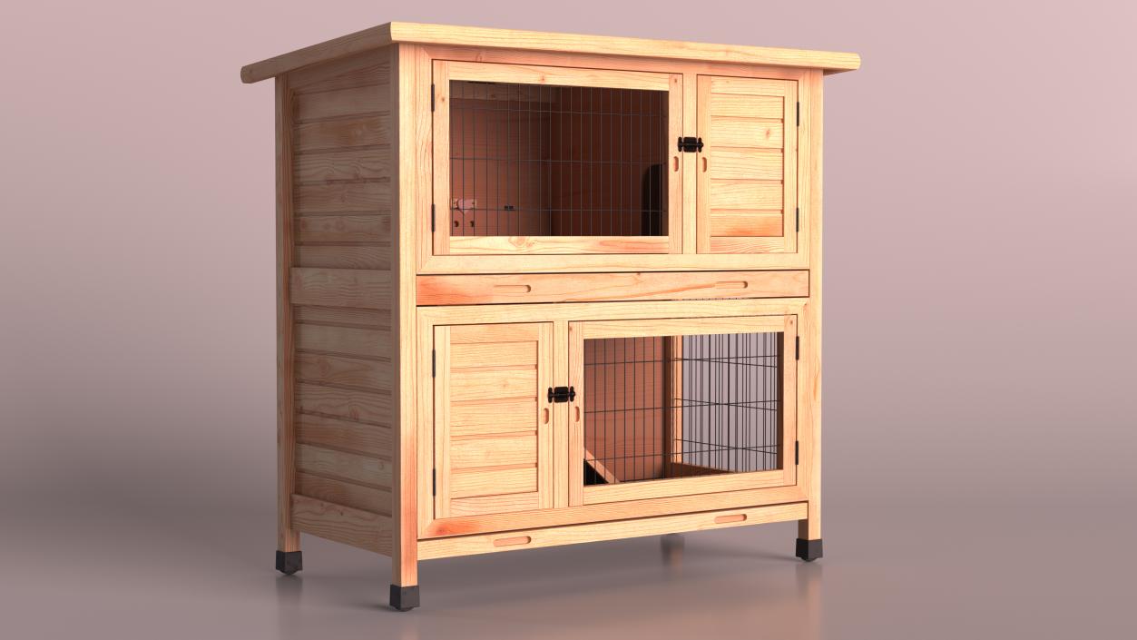 Wooden Rabbit Hutch 3D model