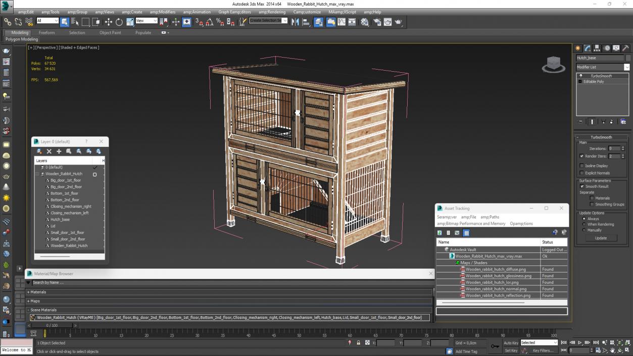 Wooden Rabbit Hutch 3D model