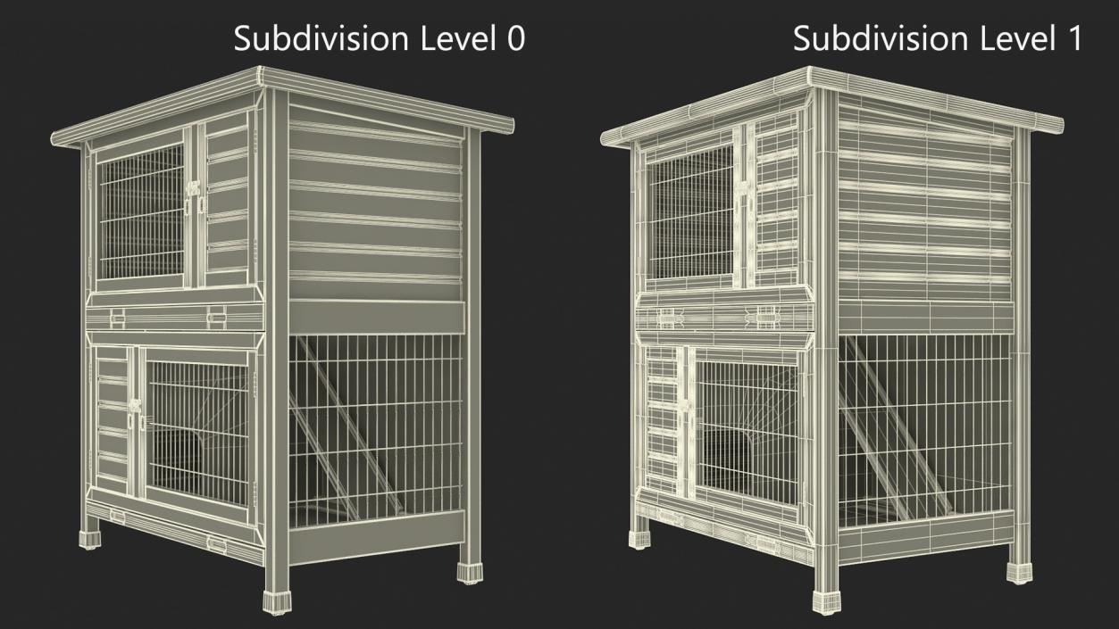 Wooden Rabbit Hutch 3D model