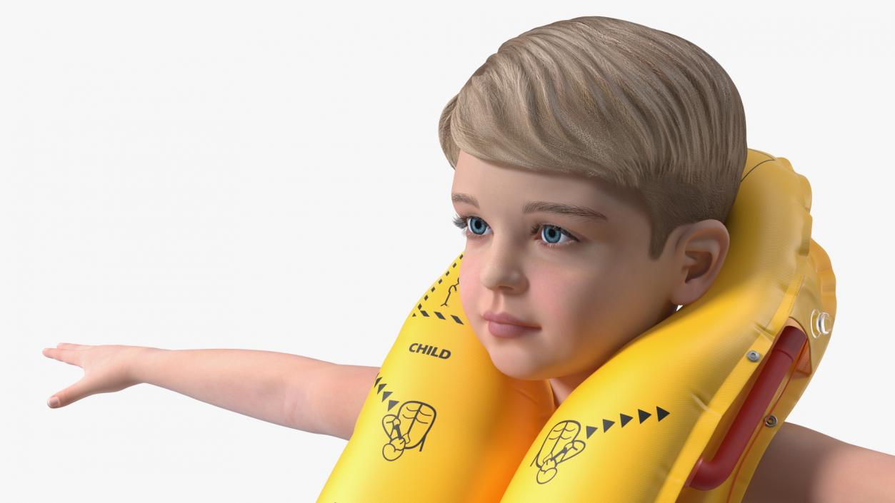 Child Character with Life Vest T-Pose 3D