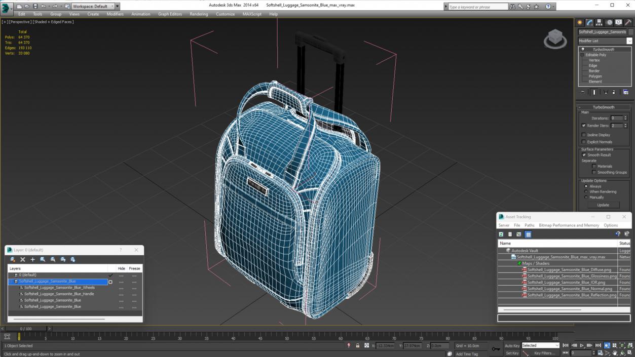 Softshell Luggage Samsonite Blue 3D