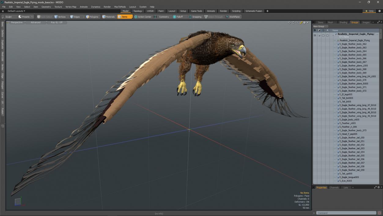 3D Realistic Imperial Eagle Flying