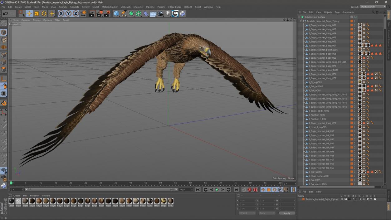 3D Realistic Imperial Eagle Flying