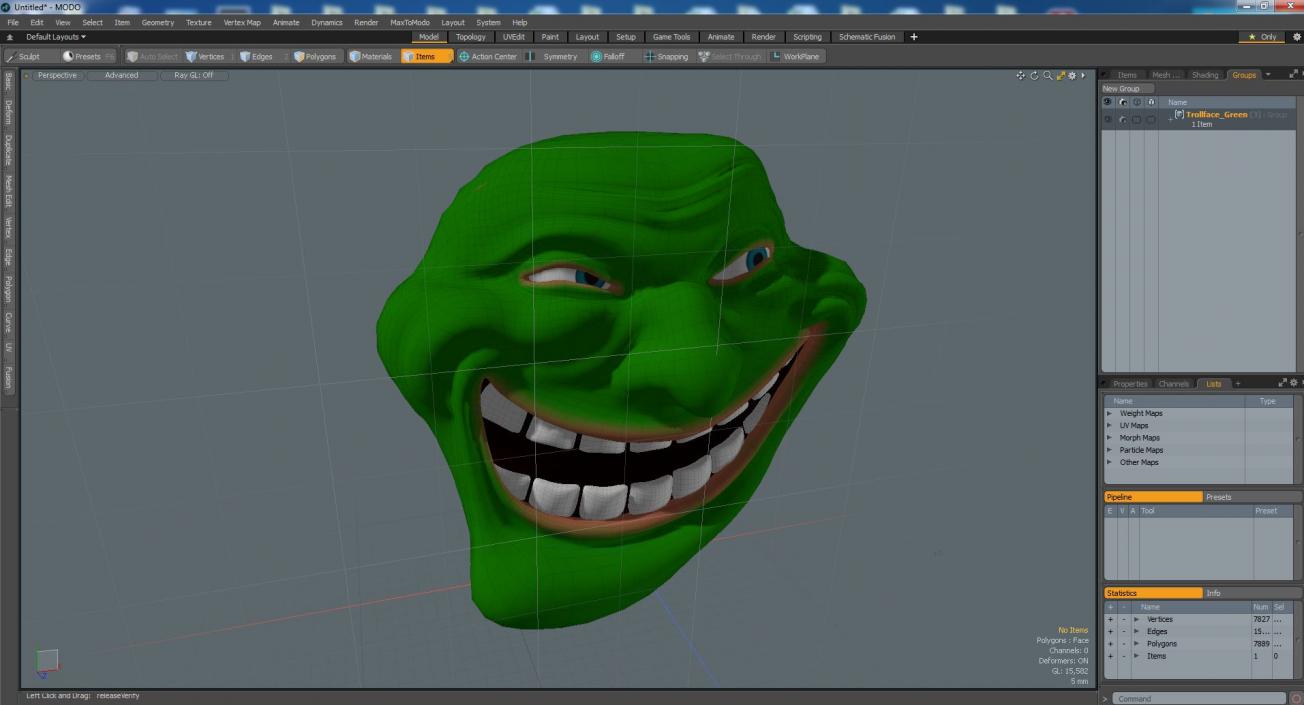 3D model Trollface Green