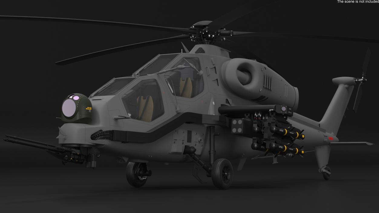 3D Combat Gray Helicopter Rigged for Cinema 4D model