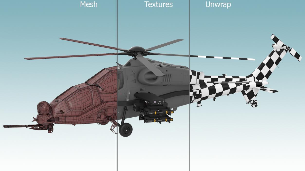 3D Combat Gray Helicopter Rigged for Cinema 4D model