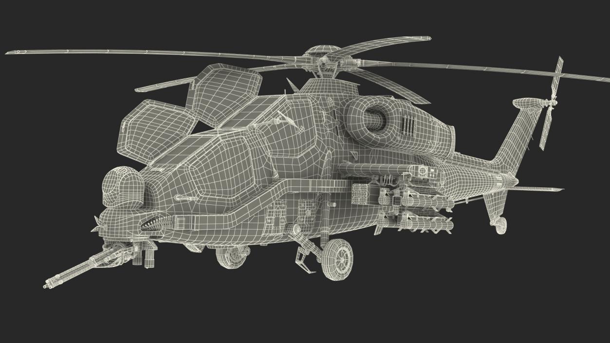 3D Combat Gray Helicopter Rigged for Cinema 4D model