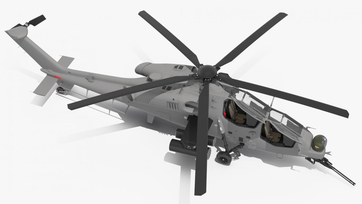 3D Combat Gray Helicopter Rigged for Cinema 4D model