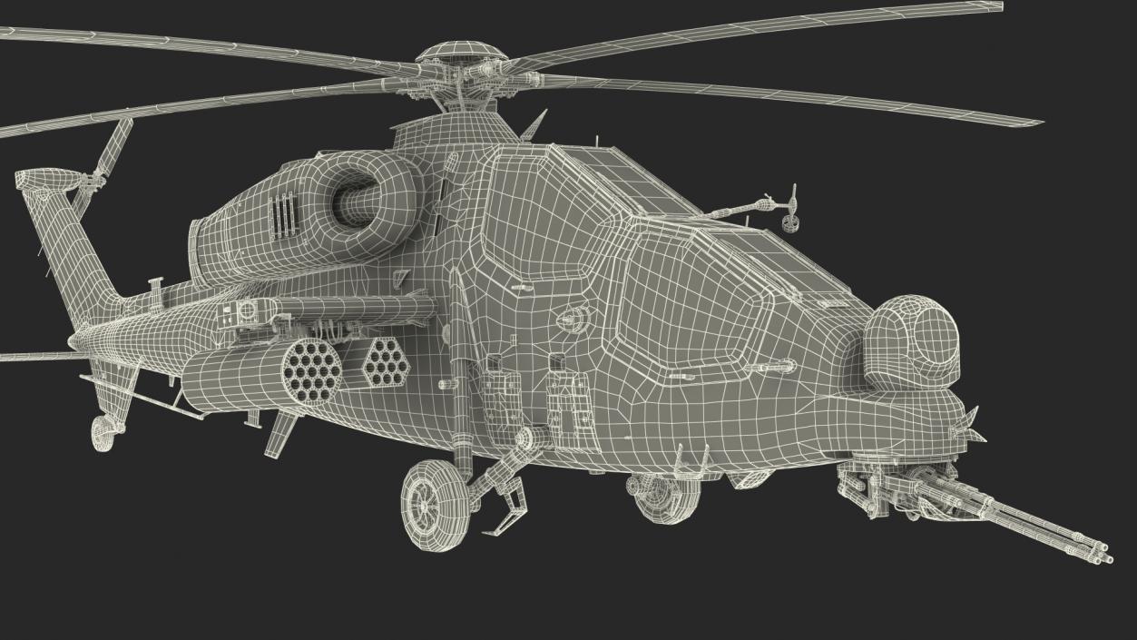 3D Combat Gray Helicopter Rigged for Cinema 4D model