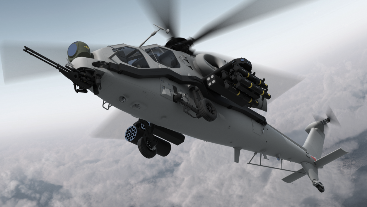 3D Combat Gray Helicopter Rigged for Cinema 4D model