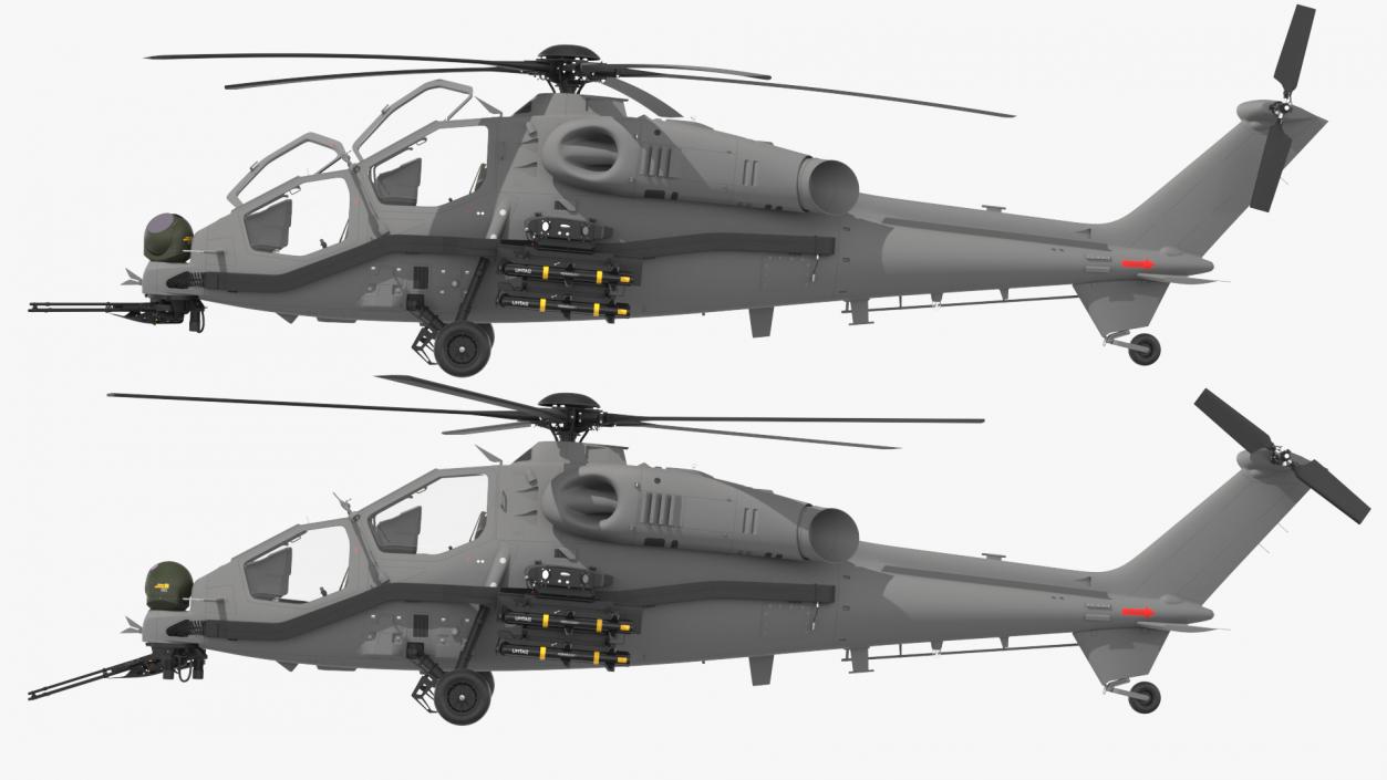 3D Combat Gray Helicopter Rigged for Cinema 4D model