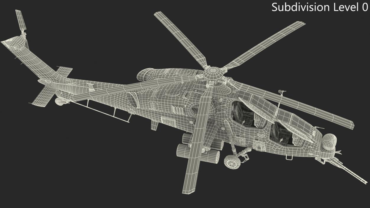 3D Combat Gray Helicopter Rigged for Cinema 4D model