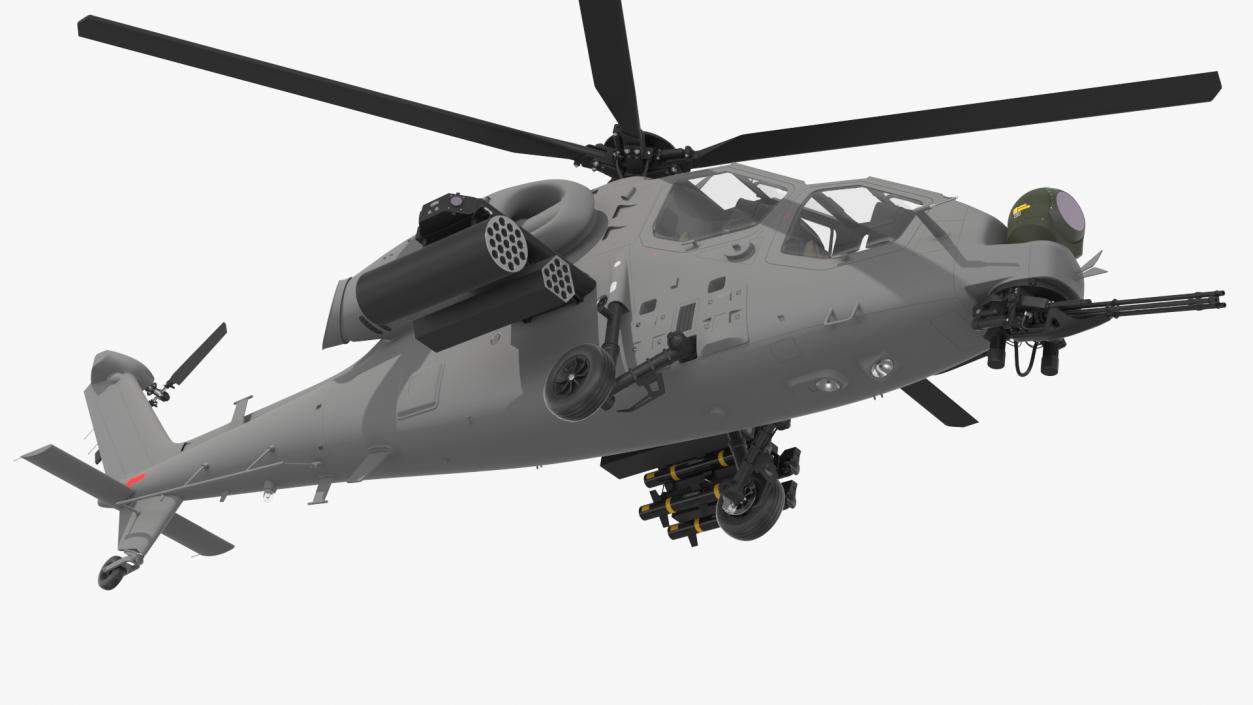 3D Combat Gray Helicopter Rigged for Cinema 4D model