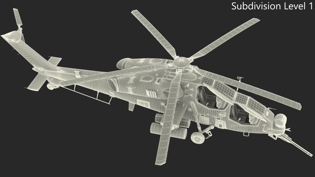 3D Combat Gray Helicopter Rigged for Cinema 4D model