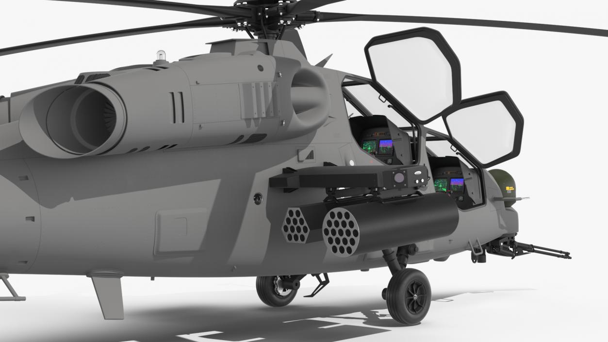 3D Combat Gray Helicopter Rigged for Cinema 4D model