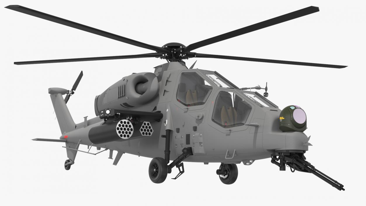 3D Combat Gray Helicopter Rigged for Cinema 4D model