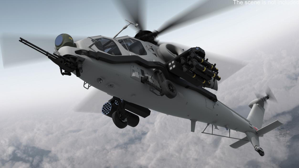 3D Combat Gray Helicopter Rigged for Cinema 4D model