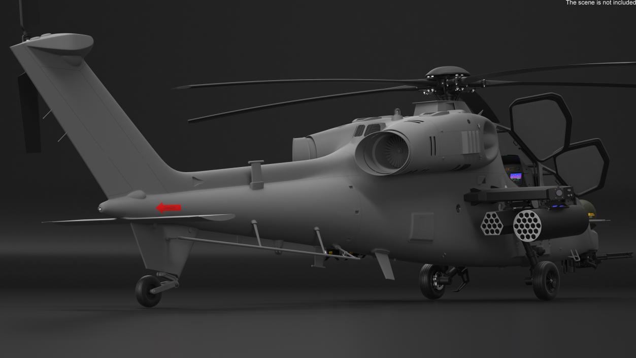 3D Combat Gray Helicopter Rigged for Cinema 4D model