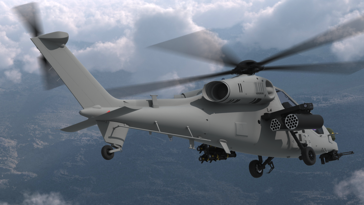 3D Combat Gray Helicopter Rigged for Cinema 4D model