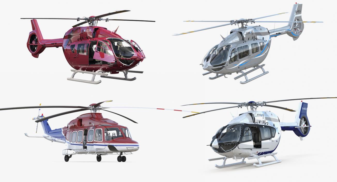 Rigged Private Helicopters Collection 2 3D model