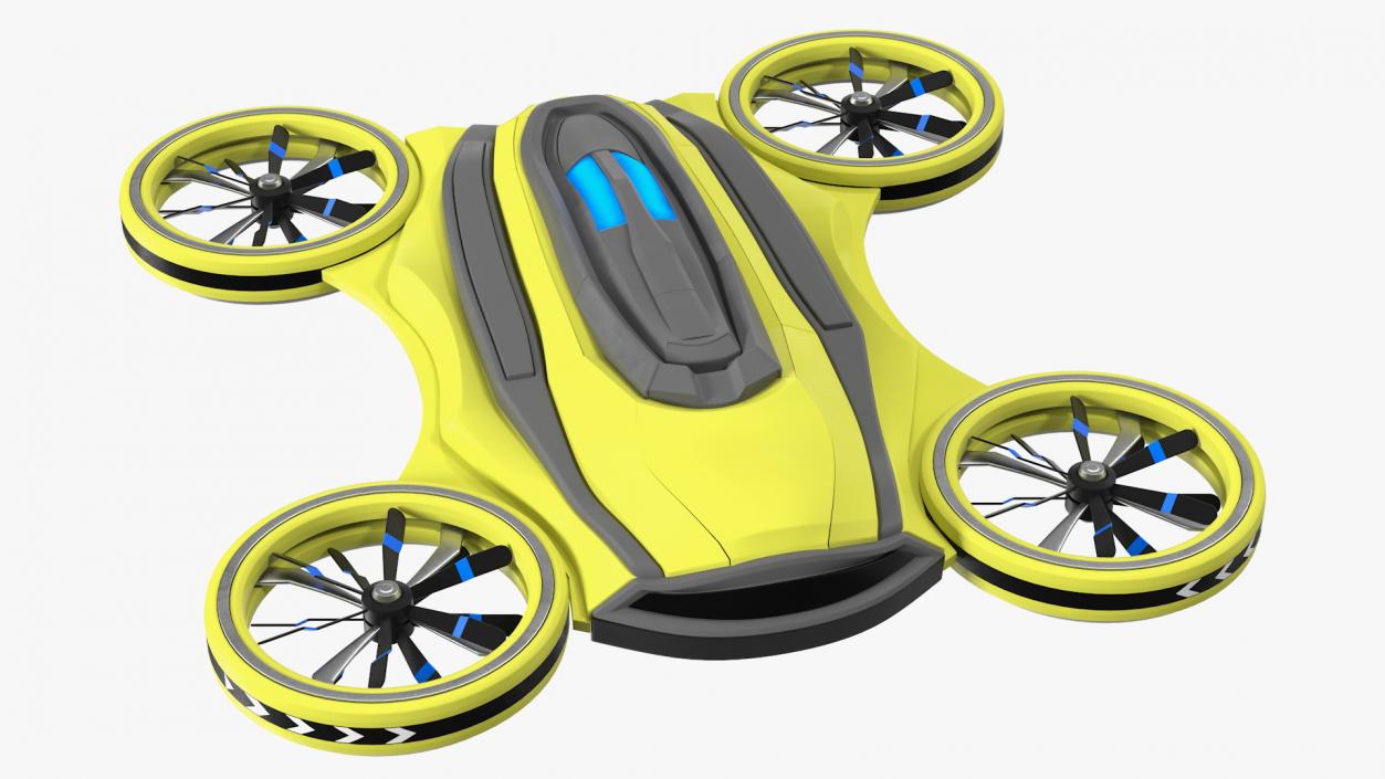 3D Yellow Cargo Quadrocopter Drone