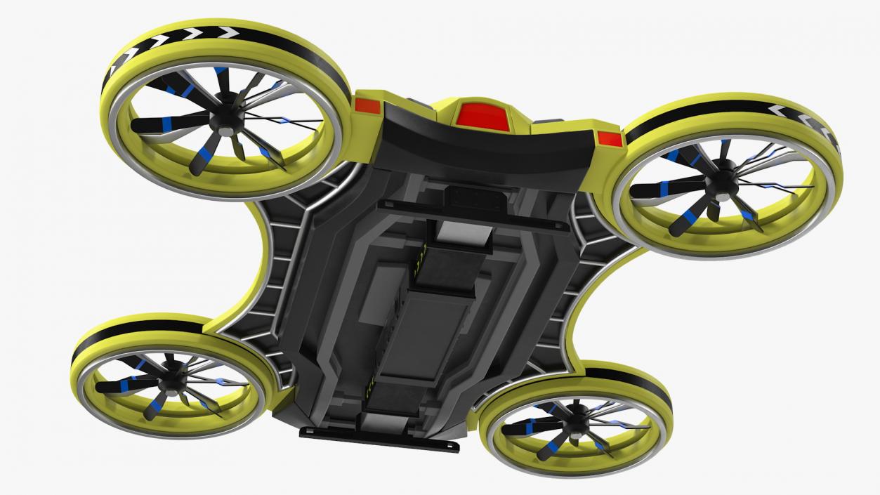 3D Yellow Cargo Quadrocopter Drone