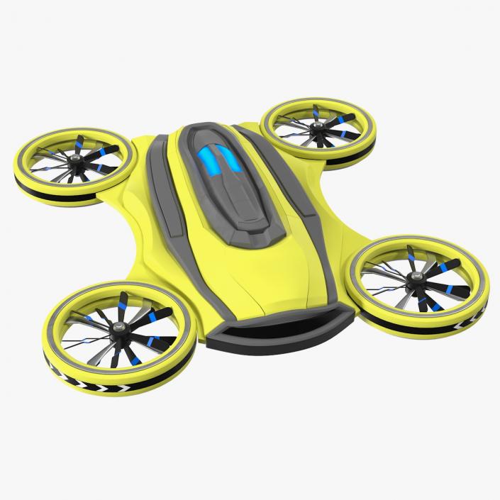 3D Yellow Cargo Quadrocopter Drone