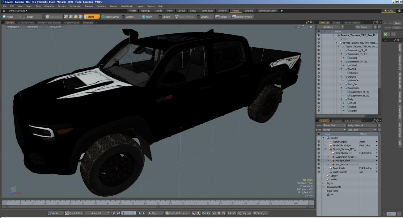 3D model Toyota Tacoma TRD Pro Midnight Black Metallic 2021