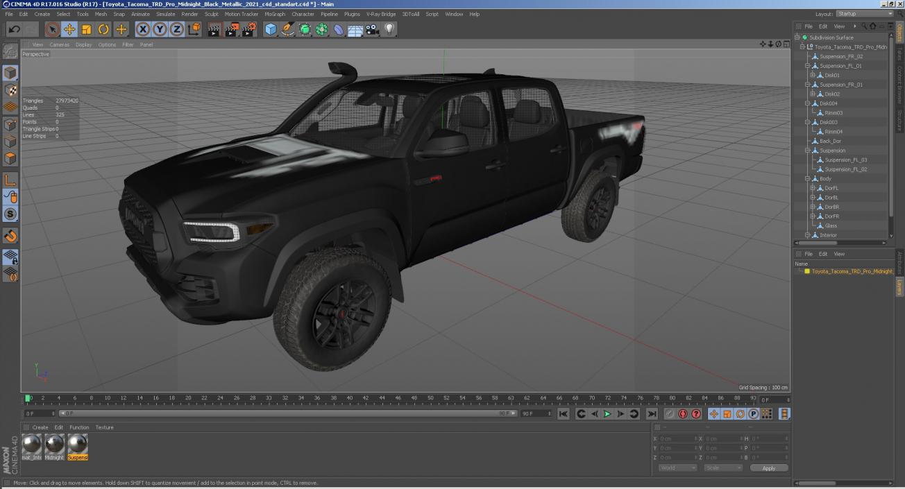 3D model Toyota Tacoma TRD Pro Midnight Black Metallic 2021